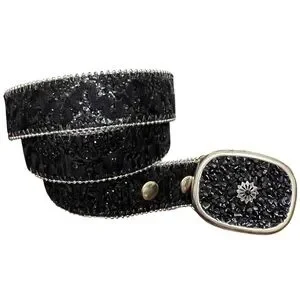 Accessories | Statement Belt Black Silver Glitter Leather 